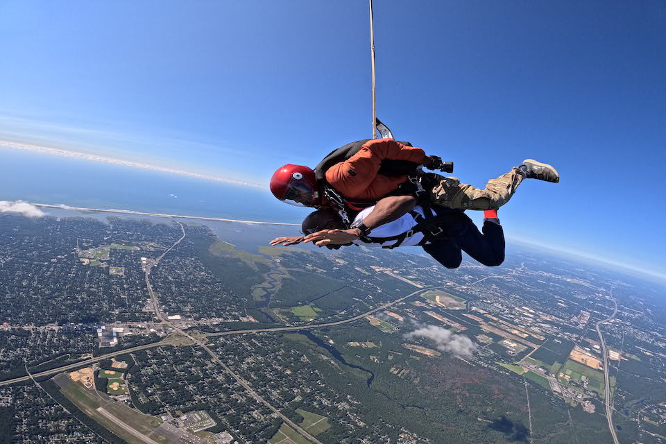Skydiving in a New York morning