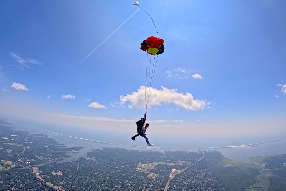 Skydiving ocean views
