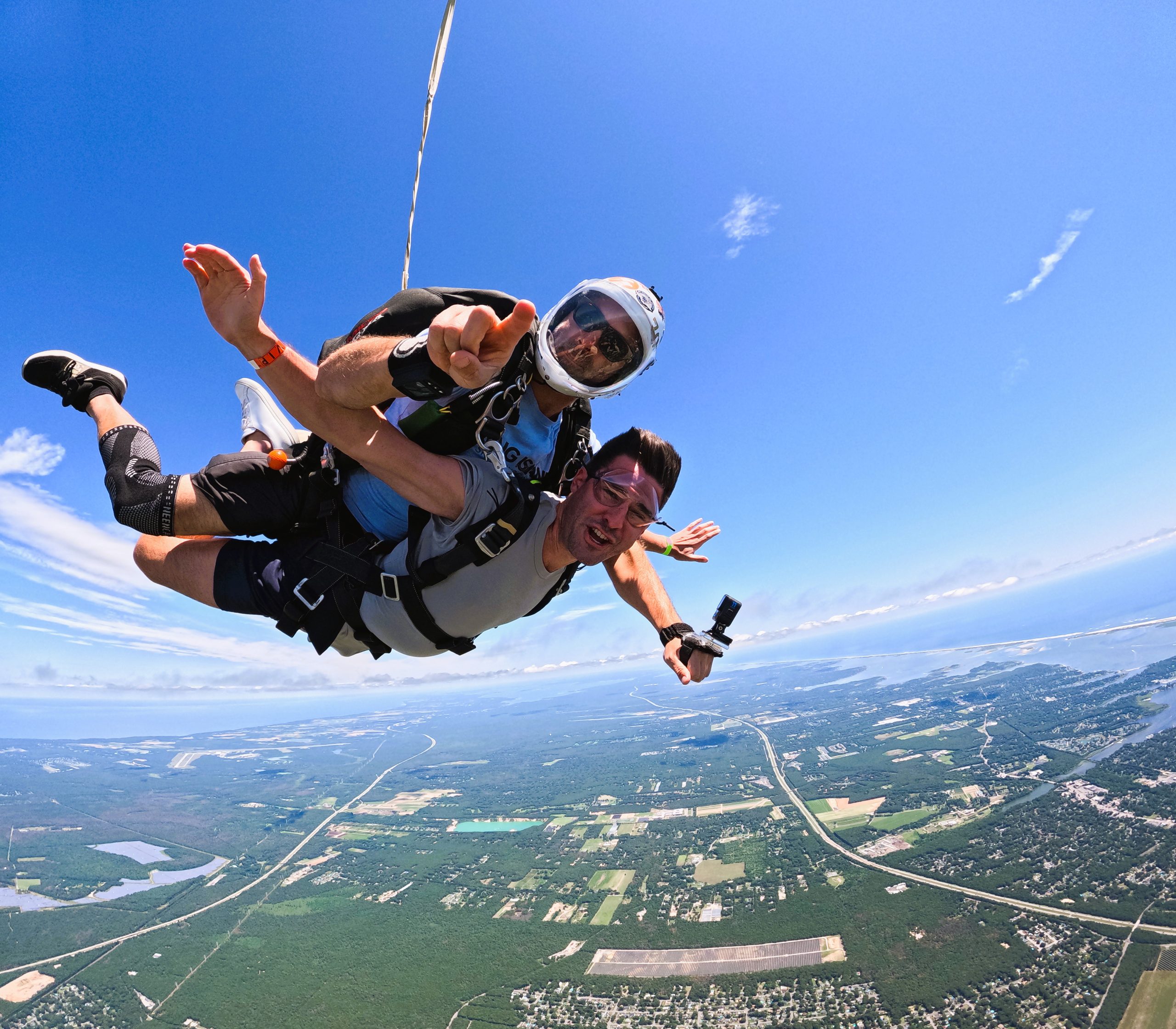 Skydiving by the ocean in New York
