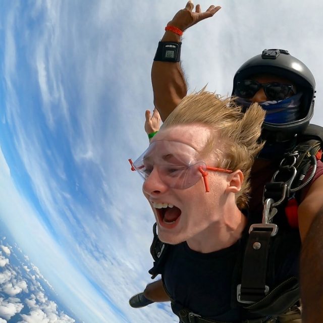 Freefall skydive above New York